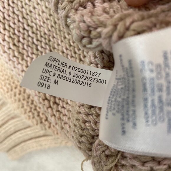 Chaps Women's Cable Knit Sweater M Beige Striped Cotton Blend - Picture 10 of 12